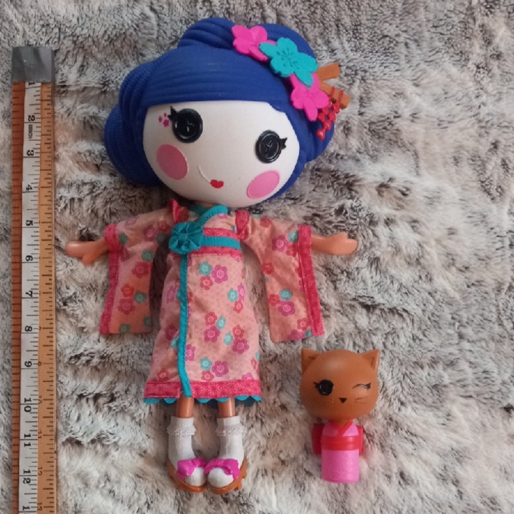 Floral Kimono Doll with Blue Hair
